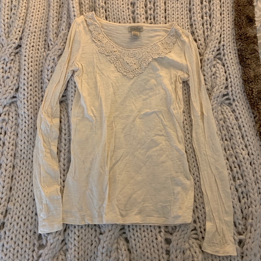 Lucky Brand Lace Trim Long Sleeve